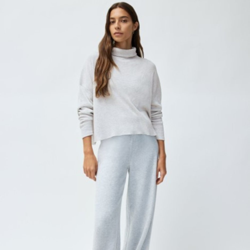 BABATON x ARITZIA Porter Thermal Waffle Turtleneck Top White